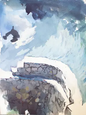 Gouache painting of the walls of Taormina